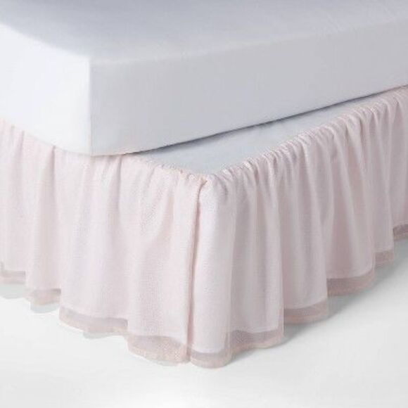 Open Box - Pillowfort - Queen Glitter Dot Tulle Kids' Bedskirt Pink - Pill Pink - Picture 1 of 2